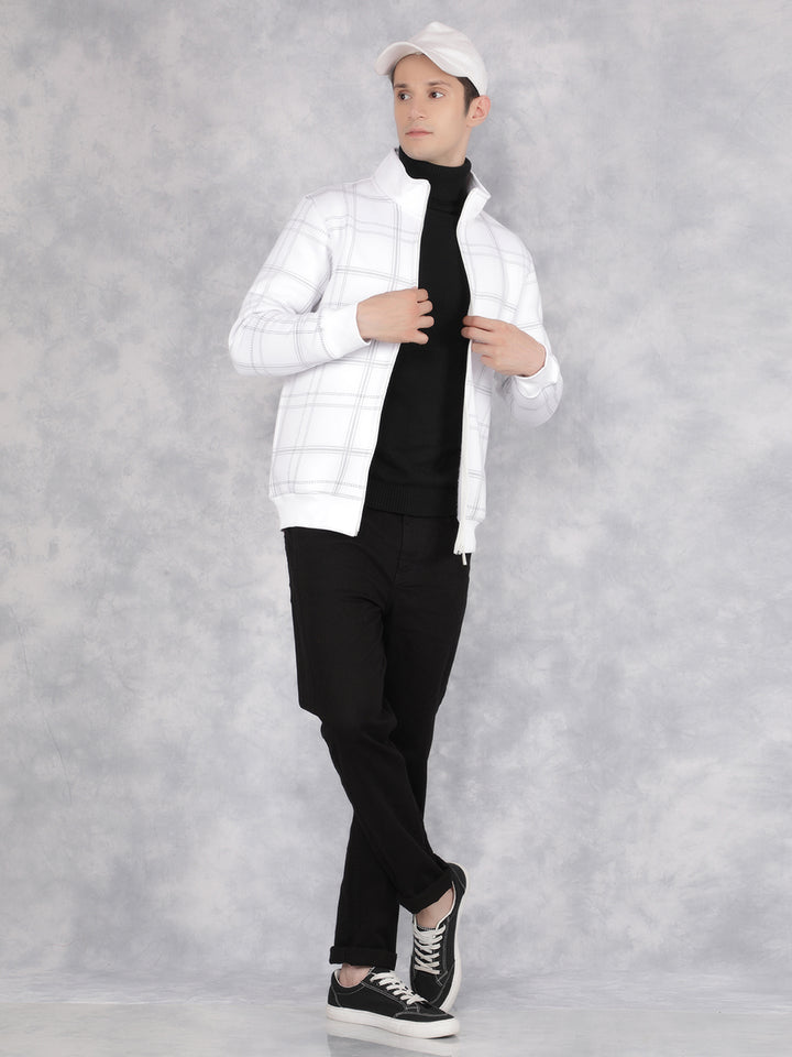 White Checked Sweatshirt-Men Sweatshirts-Crimsoune Club