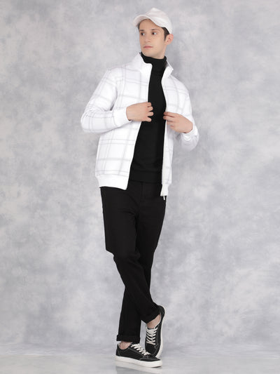 White Checked Sweatshirt-Men Sweatshirts-Crimsoune Club