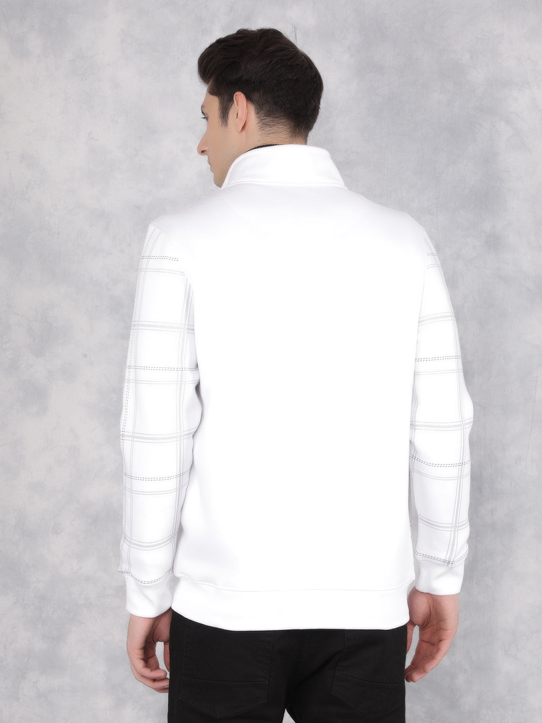 White Checked Sweatshirt-Men Sweatshirts-Crimsoune Club