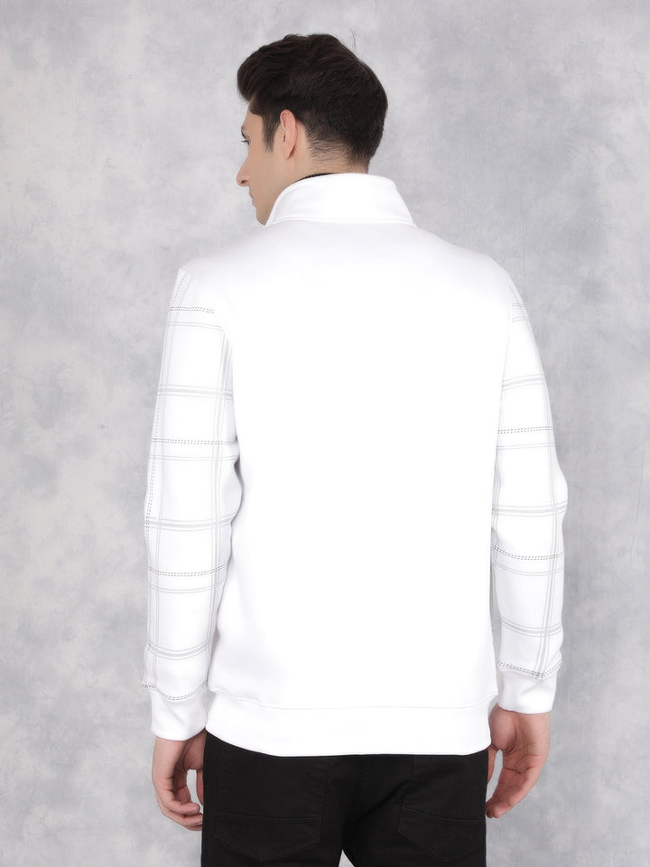 White Checked Sweatshirt-Men Sweatshirts-Crimsoune Club