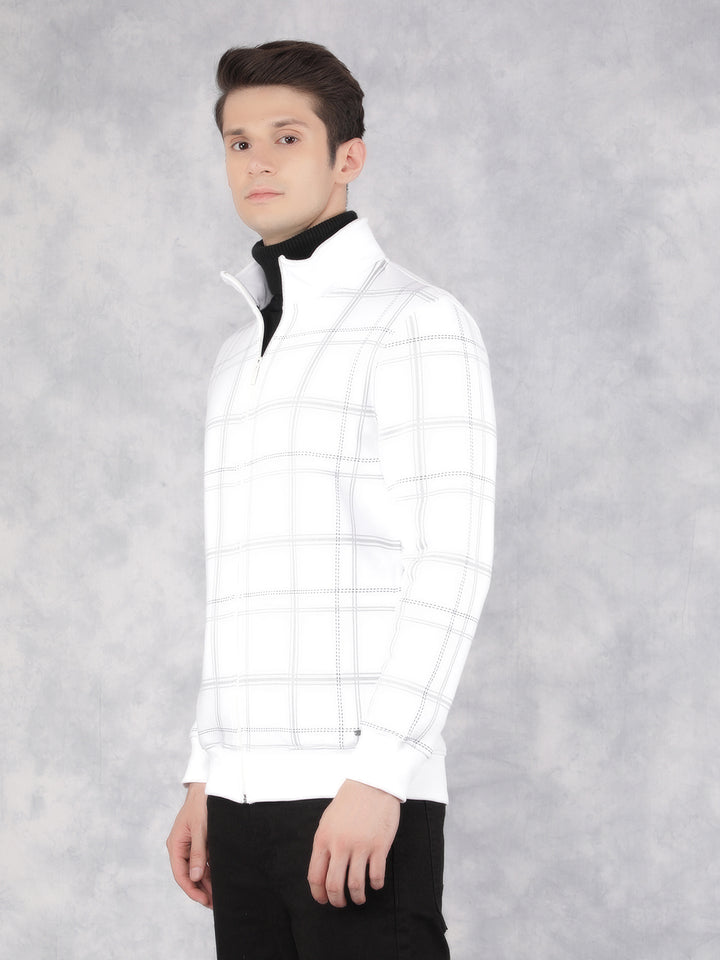 White Checked Sweatshirt-Men Sweatshirts-Crimsoune Club