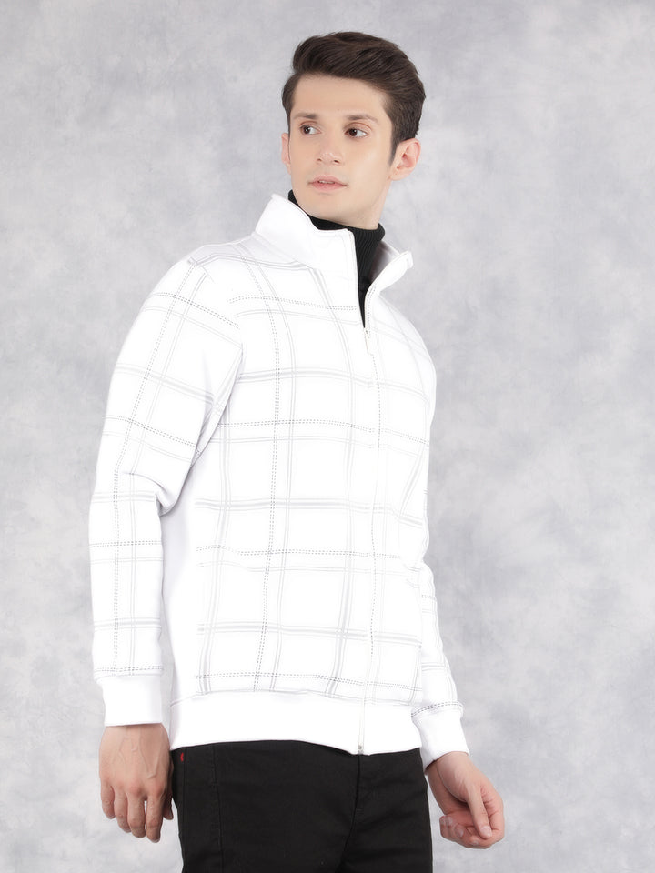 White Checked Sweatshirt-Men Sweatshirts-Crimsoune Club