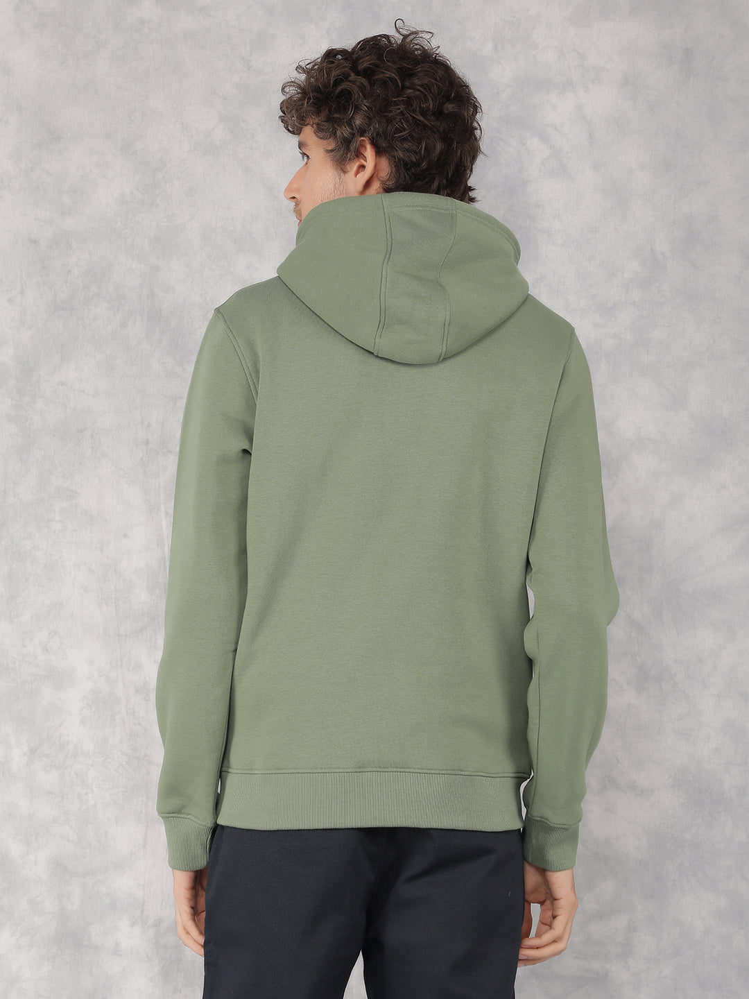 Green Typographic Print Hooded Neck Sweatshirt-Men Sweatshirts-Crimsoune Club