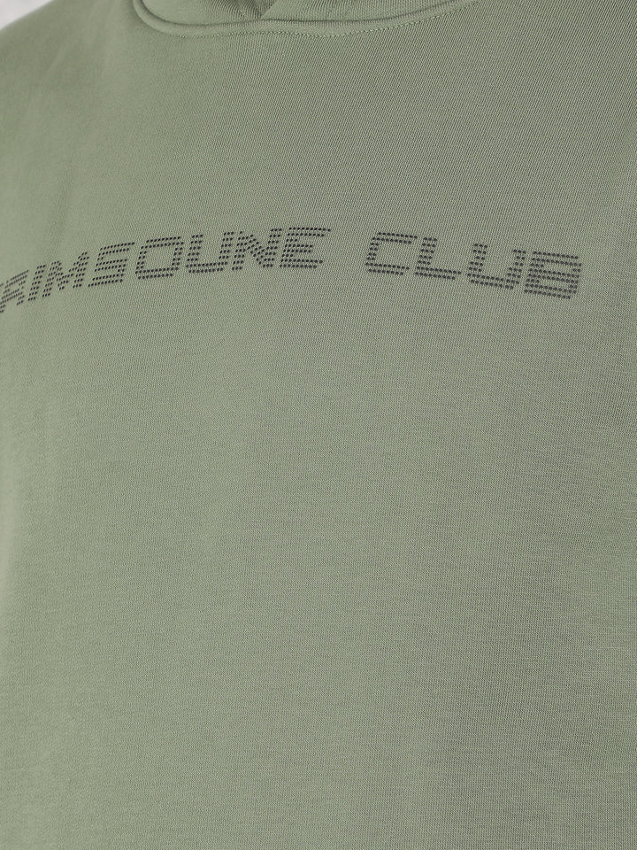 Green Typographic Print Hooded Neck Sweatshirt-Men Sweatshirts-Crimsoune Club