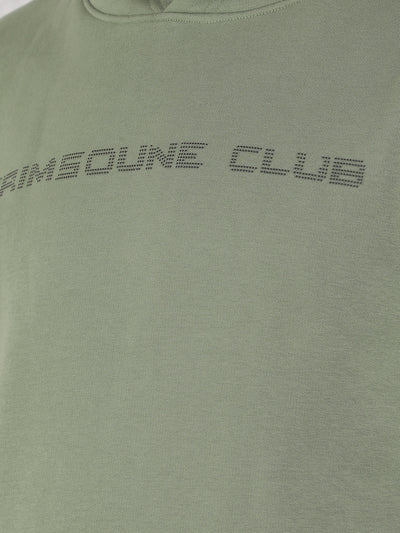 Green Typographic Print Hooded Neck Sweatshirt-Men Sweatshirts-Crimsoune Club