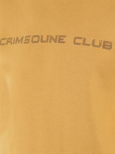 Mustard Typographic Print Hooded Neck Sweatshirt-Men Sweatshirts-Crimsoune Club