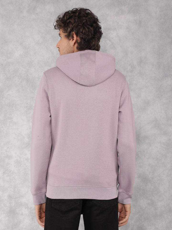 Purple Typographic Print Hooded Neck Sweatshirt-Men Sweatshirts-Crimsoune Club