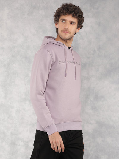 Purple Typographic Print Hooded Neck Sweatshirt-Men Sweatshirts-Crimsoune Club