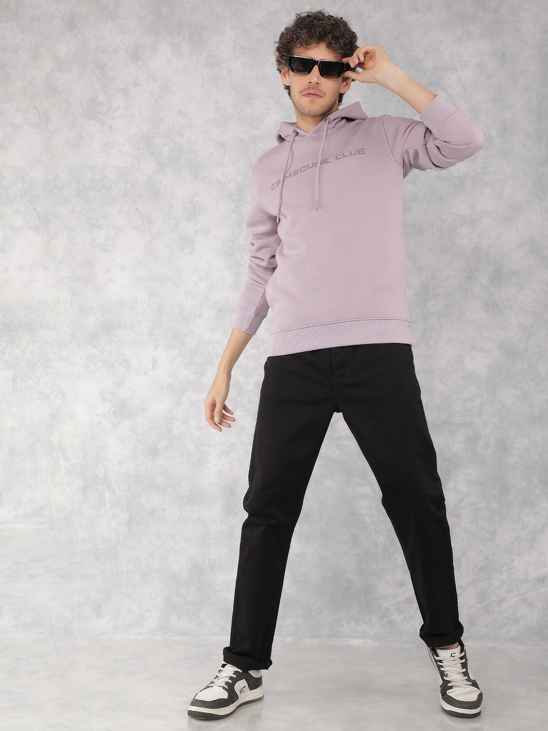 Purple Typographic Print Hooded Neck Sweatshirt-Men Sweatshirts-Crimsoune Club