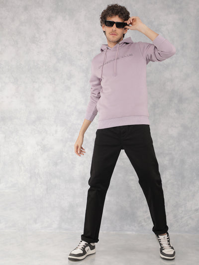 Purple Typographic Print Hooded Neck Sweatshirt-Men Sweatshirts-Crimsoune Club