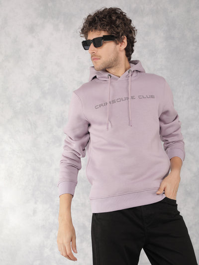 Purple Typographic Print Hooded Neck Sweatshirt-Men Sweatshirts-Crimsoune Club
