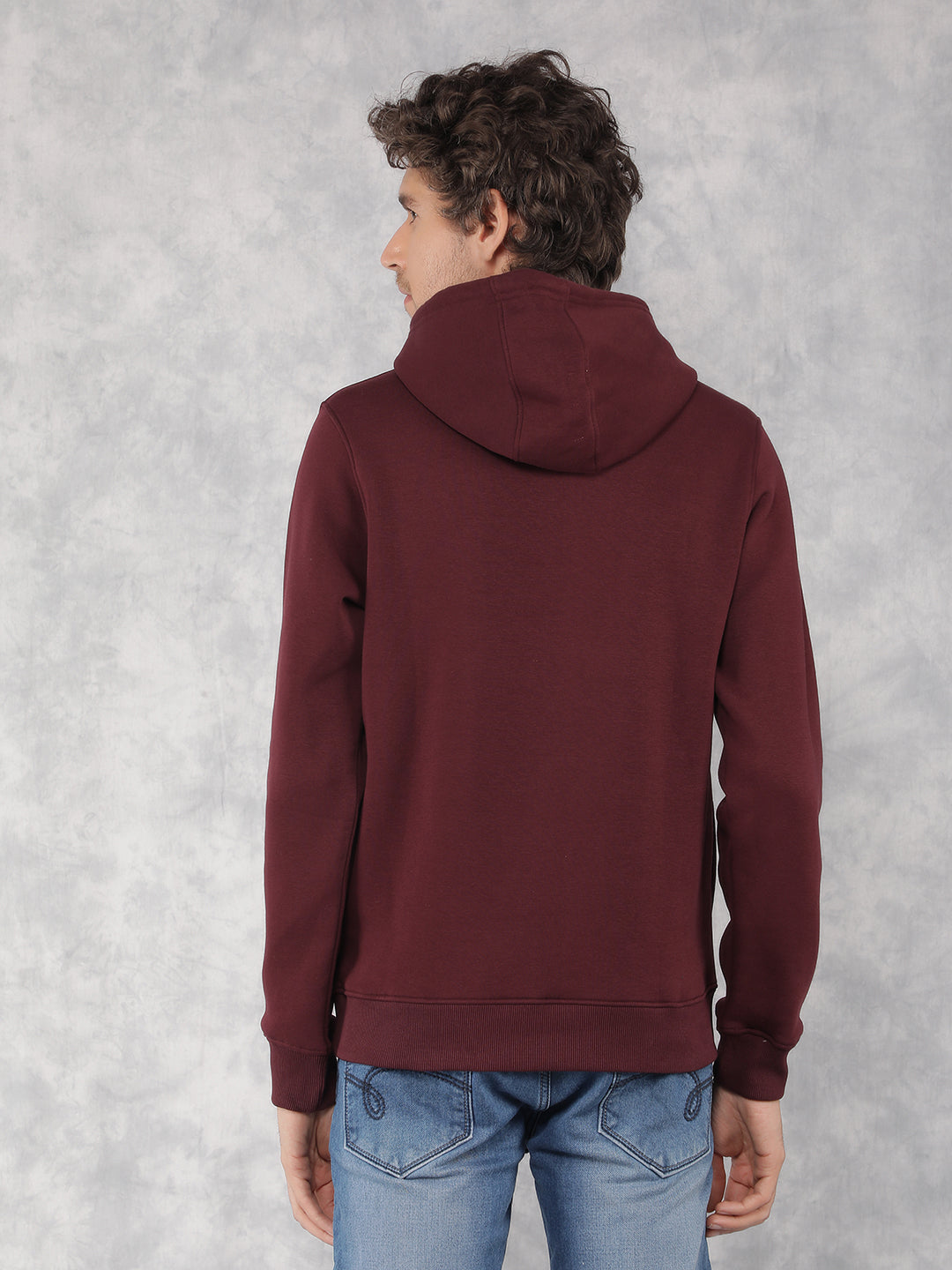 Wine Typographic Print Hooded Neck Sweatshirt-Men Sweatshirts-Crimsoune Club