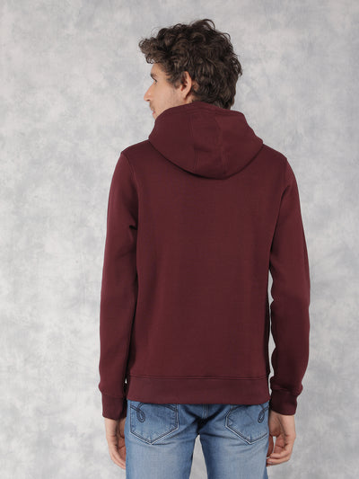 Wine Typographic Print Hooded Neck Sweatshirt-Men Sweatshirts-Crimsoune Club