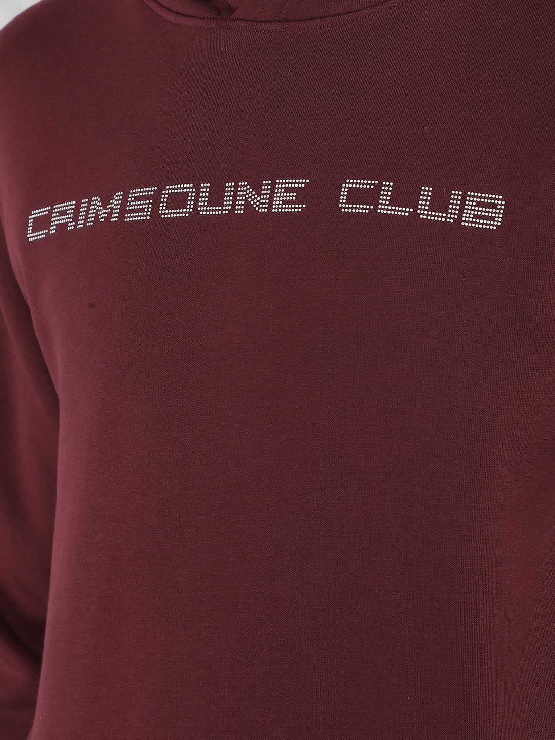 Wine Typographic Print Hooded Neck Sweatshirt-Men Sweatshirts-Crimsoune Club