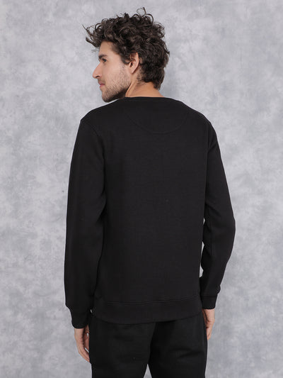 Black Typographic Print Sweatshirt-Men Sweatshirts-Crimsoune Club