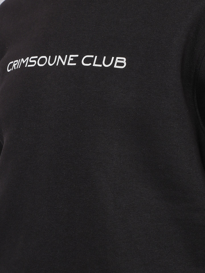 Black Typographic Print Sweatshirt-Men Sweatshirts-Crimsoune Club