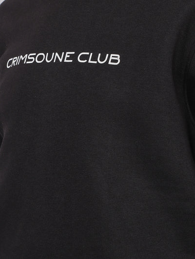 Black Typographic Print Sweatshirt-Men Sweatshirts-Crimsoune Club