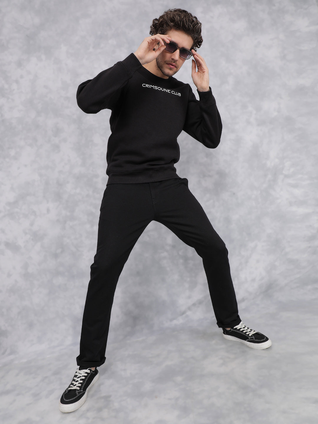 Black Typographic Print Sweatshirt-Men Sweatshirts-Crimsoune Club