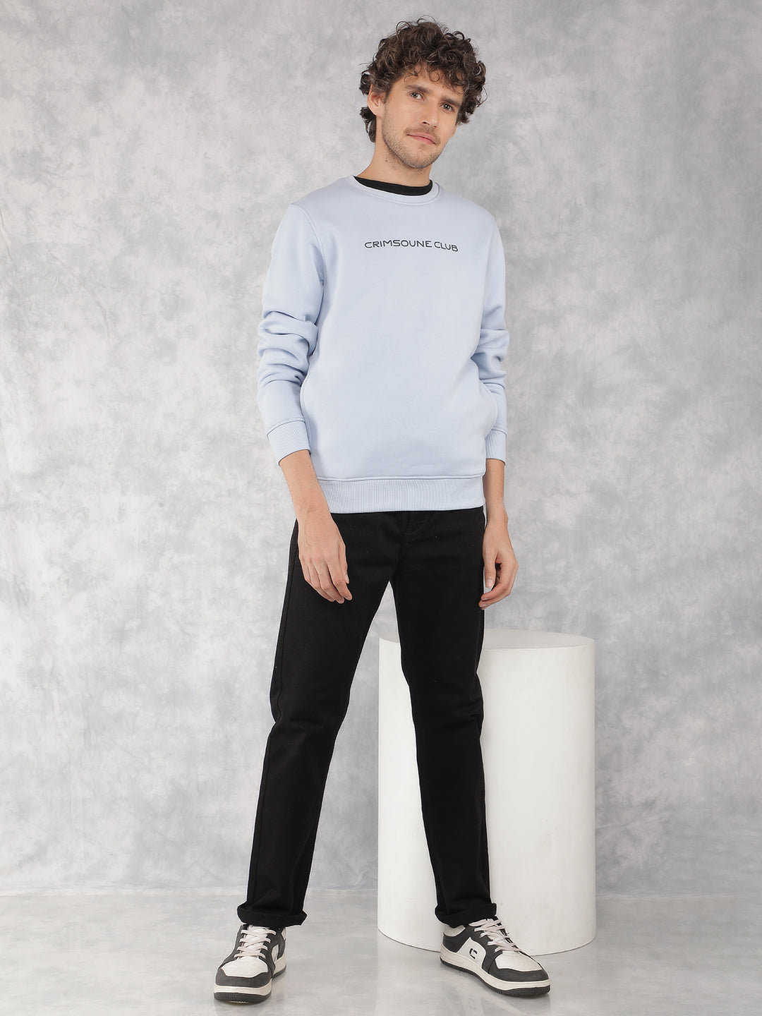 Blue Typographic Print Sweatshirt-Men Sweatshirts-Crimsoune Club