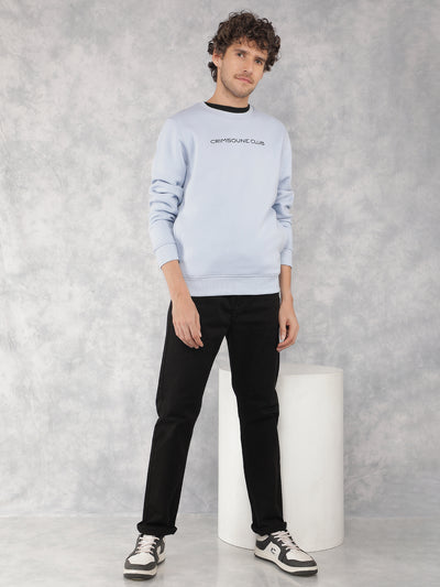 Blue Typographic Print Sweatshirt-Men Sweatshirts-Crimsoune Club
