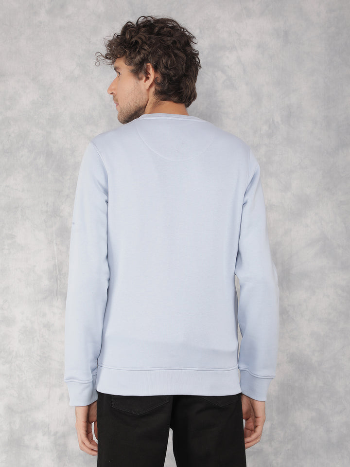 Blue Typographic Print Sweatshirt-Men Sweatshirts-Crimsoune Club