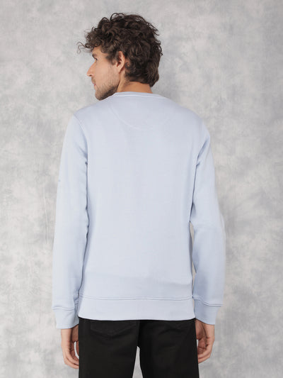 Blue Typographic Print Sweatshirt-Men Sweatshirts-Crimsoune Club