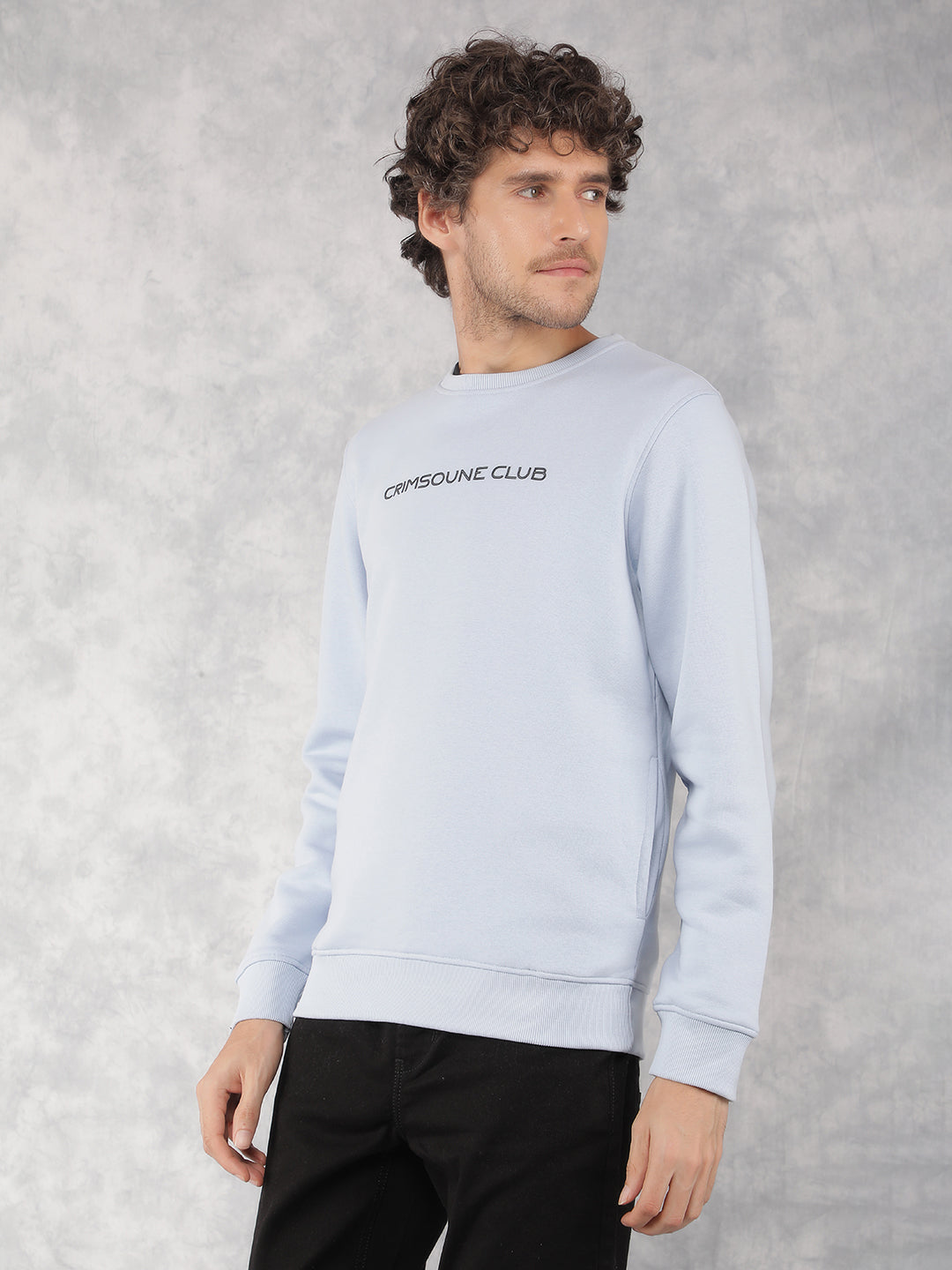 Blue Typographic Print Sweatshirt-Men Sweatshirts-Crimsoune Club