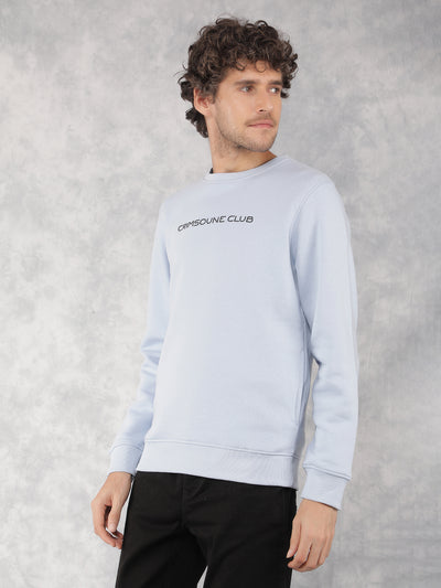 Blue Typographic Print Sweatshirt-Men Sweatshirts-Crimsoune Club