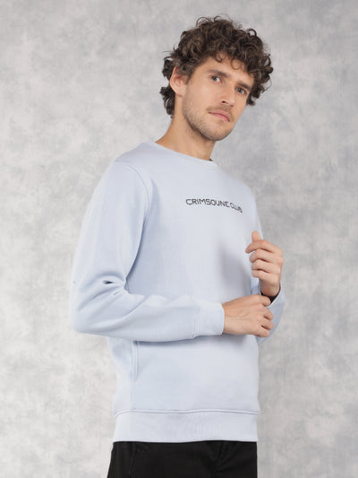 Blue Typographic Print Sweatshirt-Men Sweatshirts-Crimsoune Club