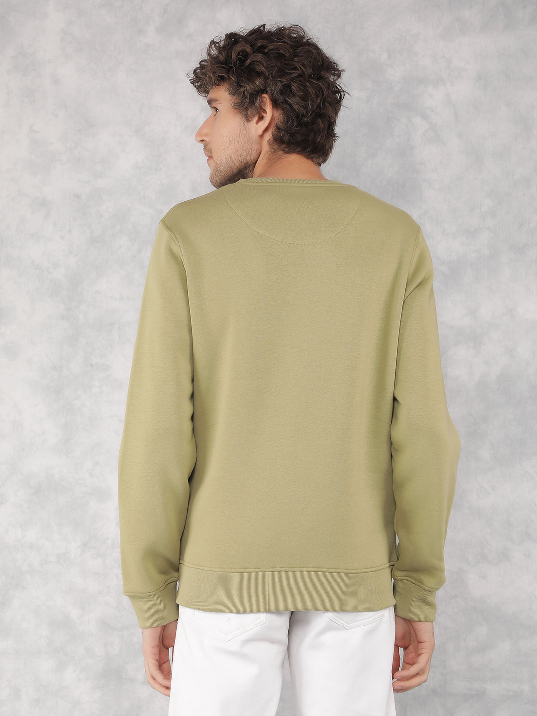 Olive Typographic Print Sweatshirt-Men Sweatshirts-Crimsoune Club