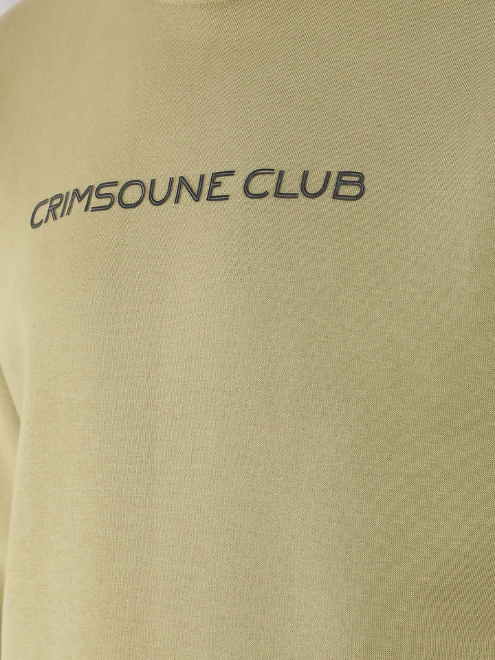 Olive Typographic Print Sweatshirt-Men Sweatshirts-Crimsoune Club
