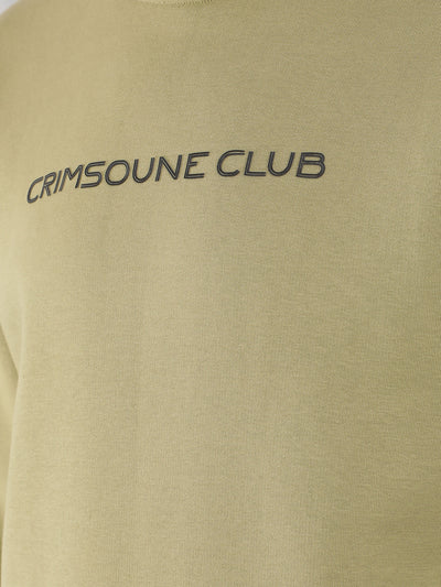 Olive Typographic Print Sweatshirt-Men Sweatshirts-Crimsoune Club