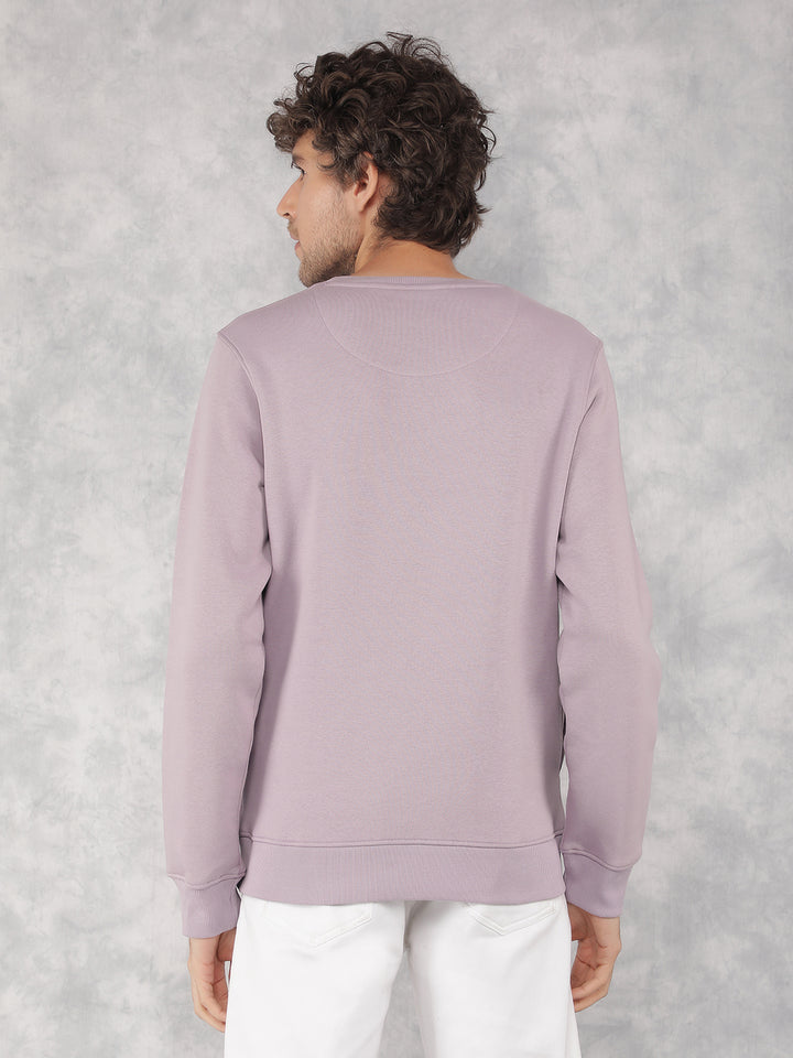 Purple Typographic Print Sweatshirt-Men Sweatshirts-Crimsoune Club