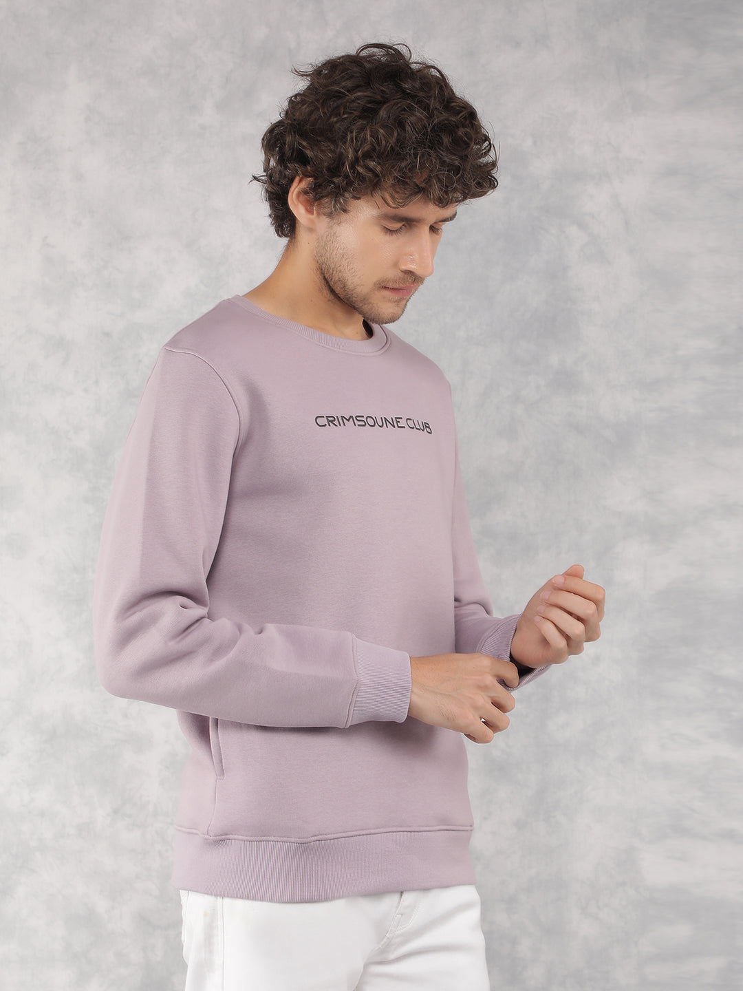 Purple Typographic Print Sweatshirt-Men Sweatshirts-Crimsoune Club