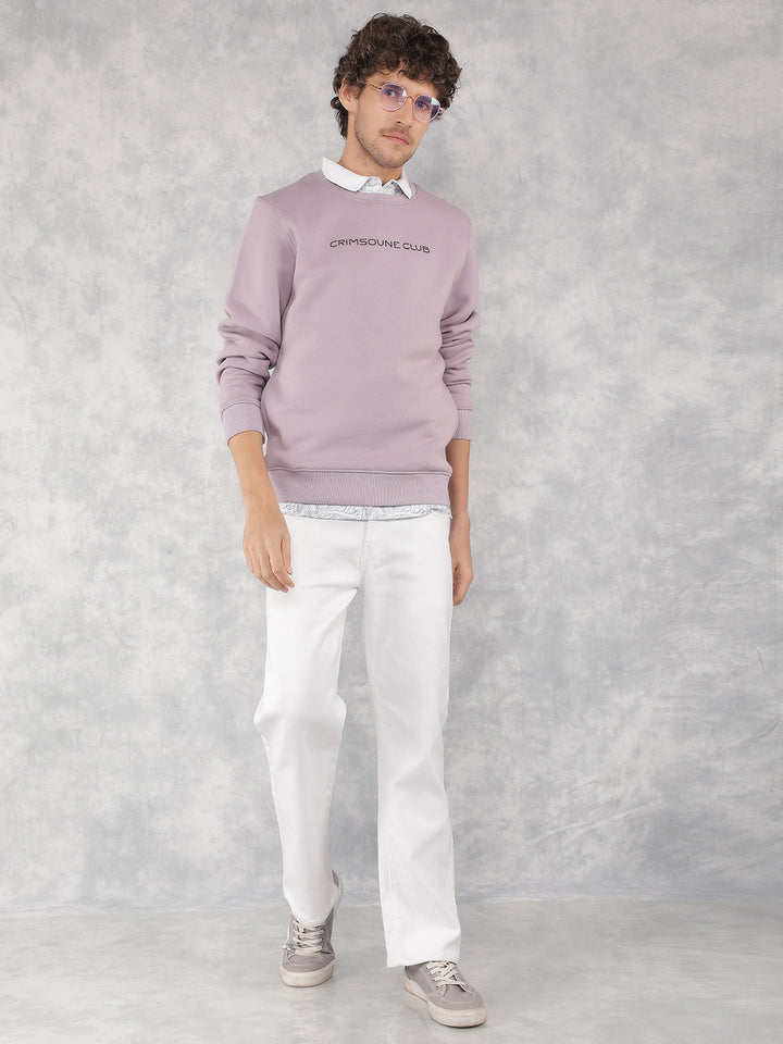 Purple Typographic Print Sweatshirt-Men Sweatshirts-Crimsoune Club