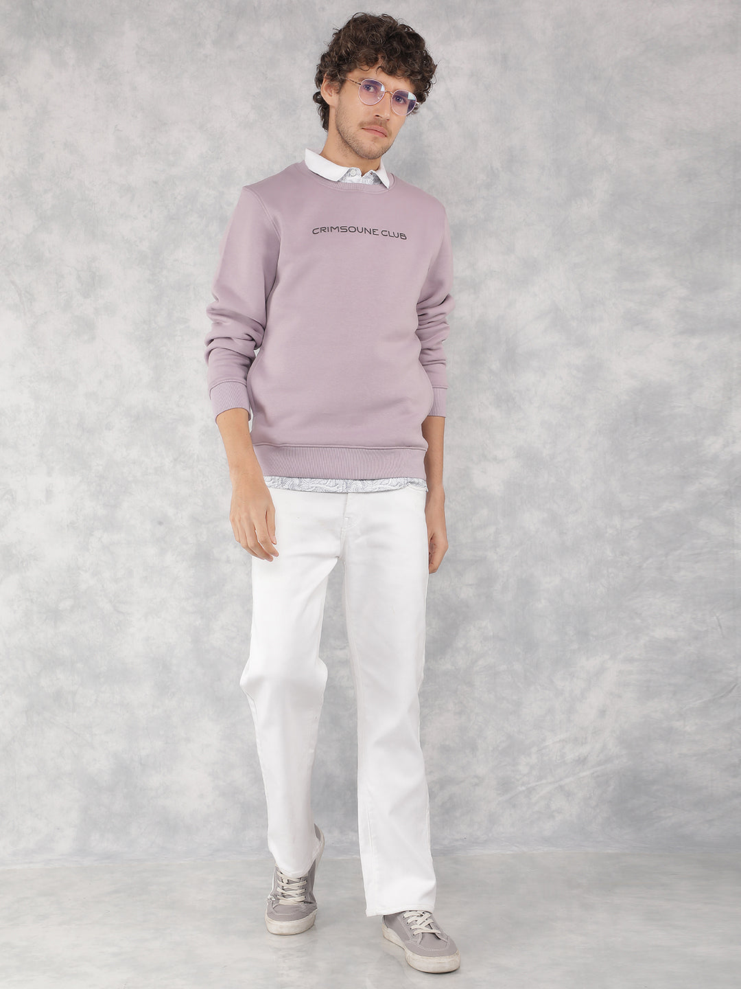 Purple Typographic Print Sweatshirt-Men Sweatshirts-Crimsoune Club