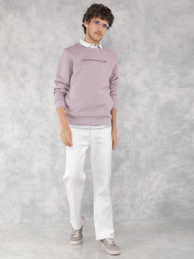 Purple Typographic Print Sweatshirt-Men Sweatshirts-Crimsoune Club