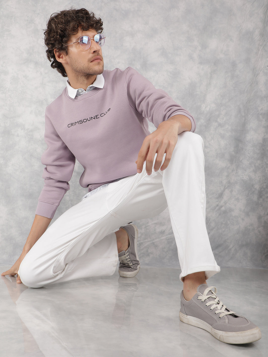 Purple Typographic Print Sweatshirt-Men Sweatshirts-Crimsoune Club