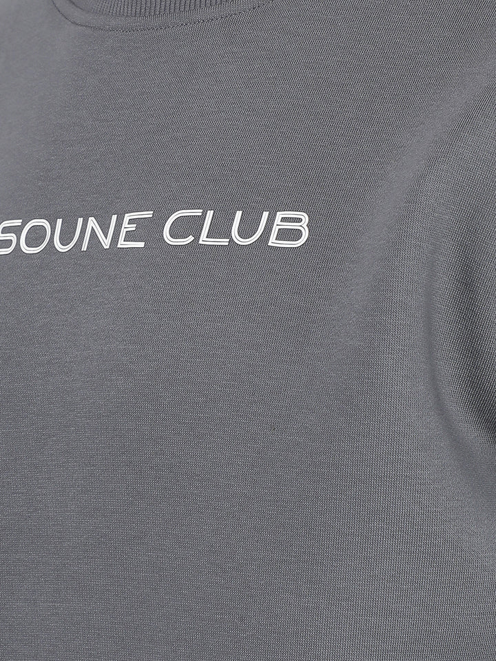 Grey Typographic Print Sweatshirt-Men Sweatshirts-Crimsoune Club