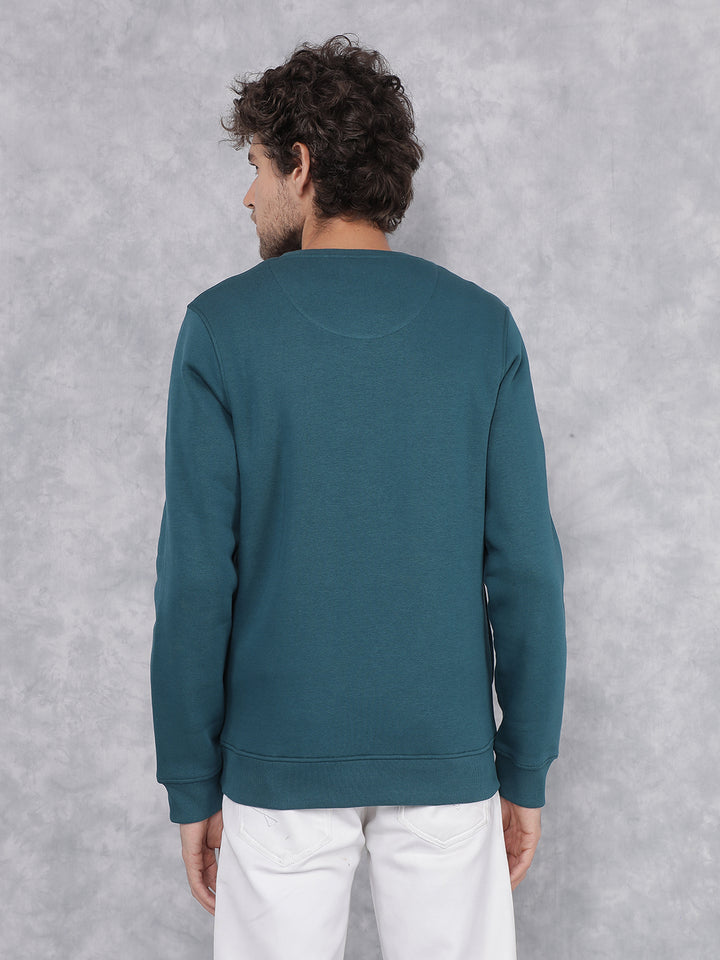 Green Typographic Print Sweatshirt-Men Sweatshirts-Crimsoune Club
