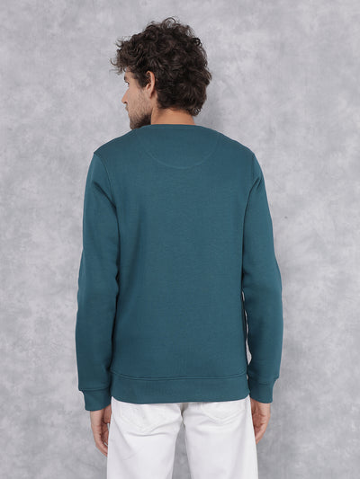 Green Typographic Print Sweatshirt-Men Sweatshirts-Crimsoune Club