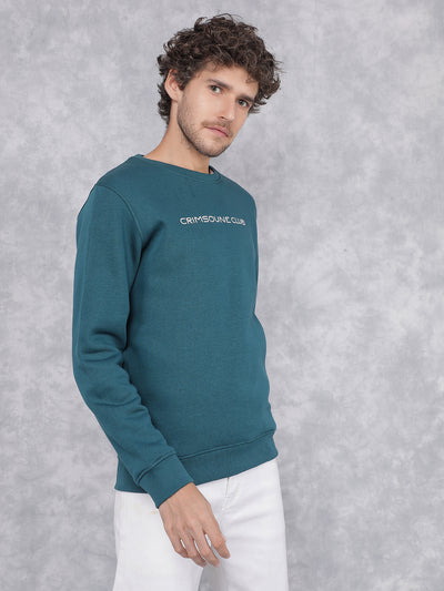 Green Typographic Print Sweatshirt-Men Sweatshirts-Crimsoune Club