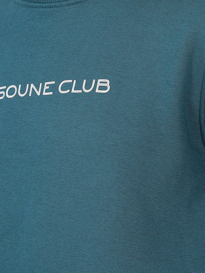 Green Typographic Print Sweatshirt-Men Sweatshirts-Crimsoune Club
