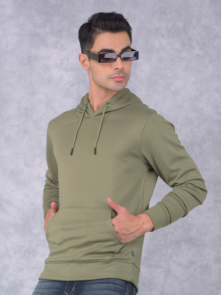 Olive Hooded Neck Sweatshirt-Men Sweatshirts-Crimsoune Club