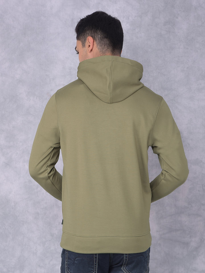 Olive Hooded Neck Sweatshirt-Men Sweatshirts-Crimsoune Club