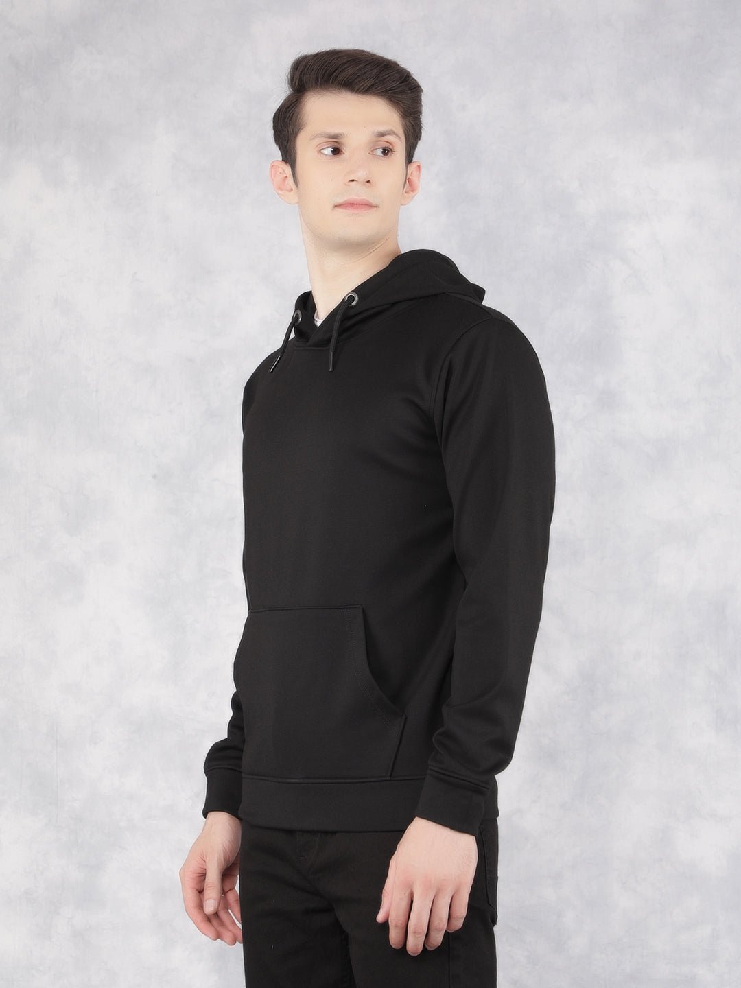 Black Hooded Neck Sweatshirt-Men Sweatshirts-Crimsoune Club