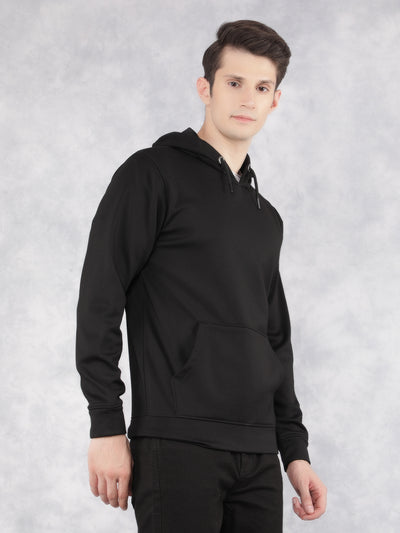 Black Hooded Neck Sweatshirt-Men Sweatshirts-Crimsoune Club