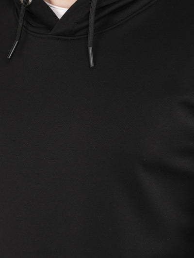 Black Hooded Neck Sweatshirt-Men Sweatshirts-Crimsoune Club