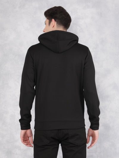 Black Hooded Neck Sweatshirt-Men Sweatshirts-Crimsoune Club