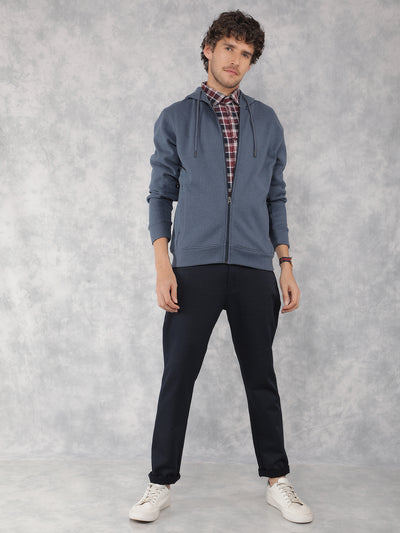 Blue Hooded Neck Sweatshirt-Men Sweatshirts-Crimsoune Club
